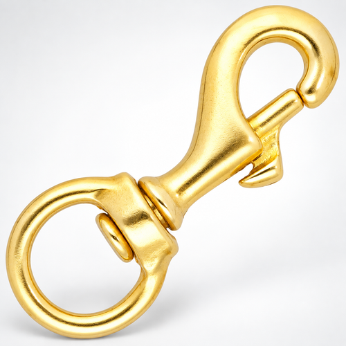 Solid brass swivel snap hook with round 20 mm eye, 80 mm long