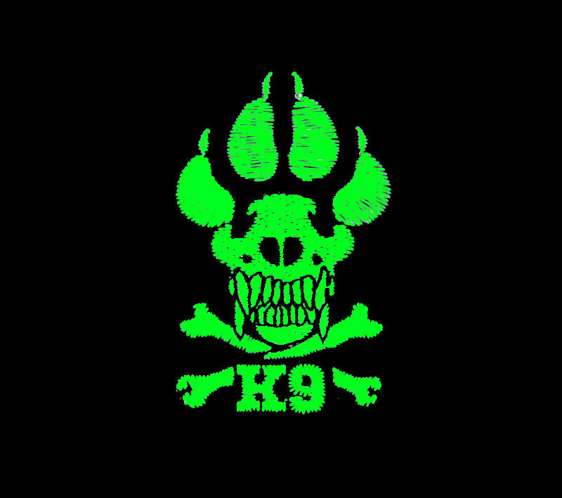 K9 skull patch glowing in the dark