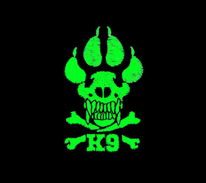 K9 skull patch glowing in the dark