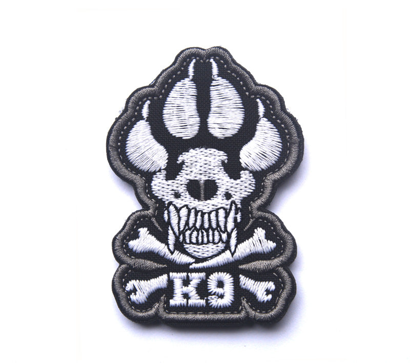 K9 skull and paw glow in the dark patch