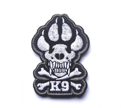 K9 skull and paw glow in the dark patch