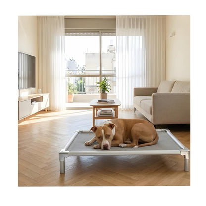 Chew-proof elevated dog bed for strong breeds