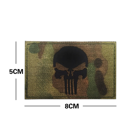 Skull morale patch on multicam background 8 x 5 cm