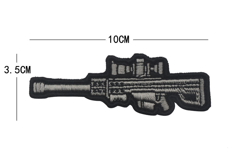 Rifle embroidered die-cut patch 10 x 3.5 cm