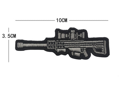Rifle embroidered die-cut patch 10 x 3.5 cm