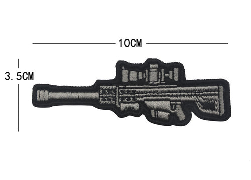 Rifle embroidered die-cut patch 10 x 3.5 cm