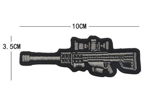 Rifle embroidered die-cut patch 10 x 3.5 cm