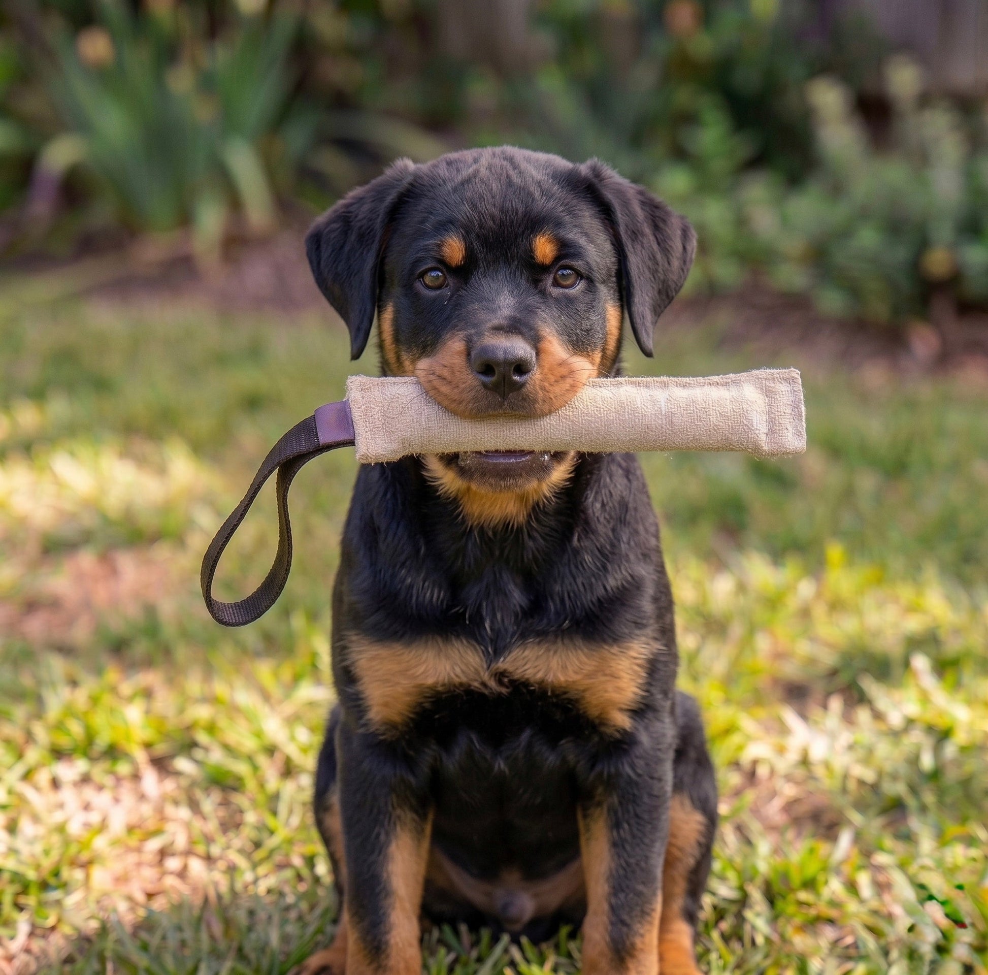 Jute puppy bite tug for Rottweiler