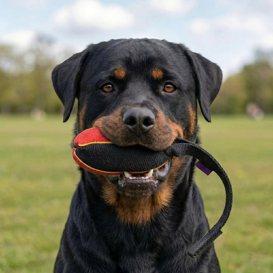 French linen watermelon bite toy for Rottweiler