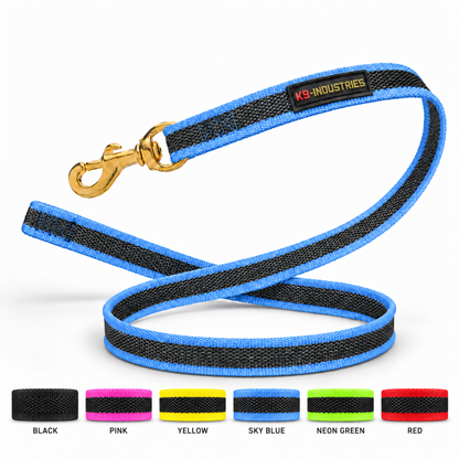 Rubber-woven nylon heel leash in blue, no handle - professional dog training leash