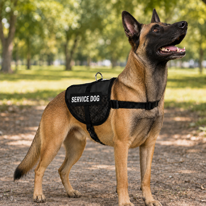 Service dog vest for Belgian Malinois - black