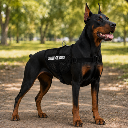 Service dog vest for Dobermans - black