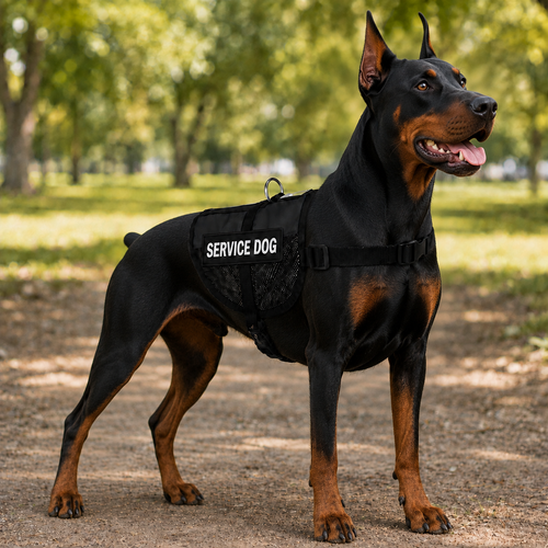 Service dog vest for Dobermans - black