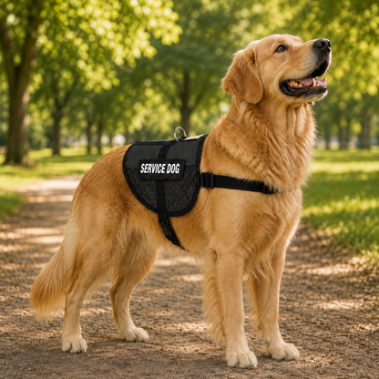 Service dog vest for Golden Retrievers - black