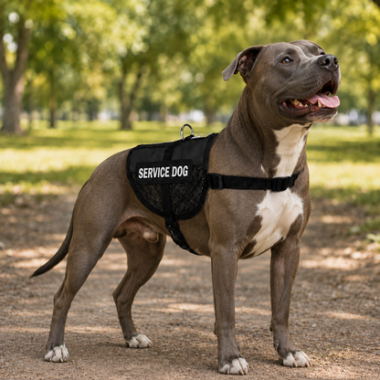 Service dog vest for Pitbulls - black