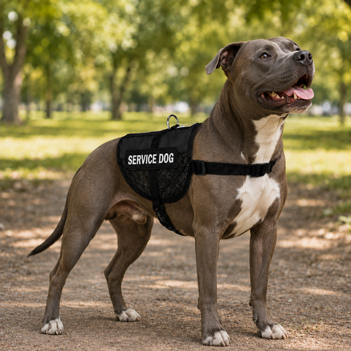 Service dog vest for Pitbulls - black