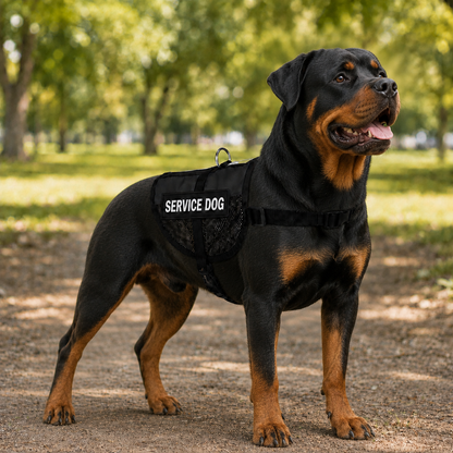 Service dog vest for Rottweilers - black
