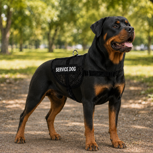 Service dog vest for Rottweilers - black