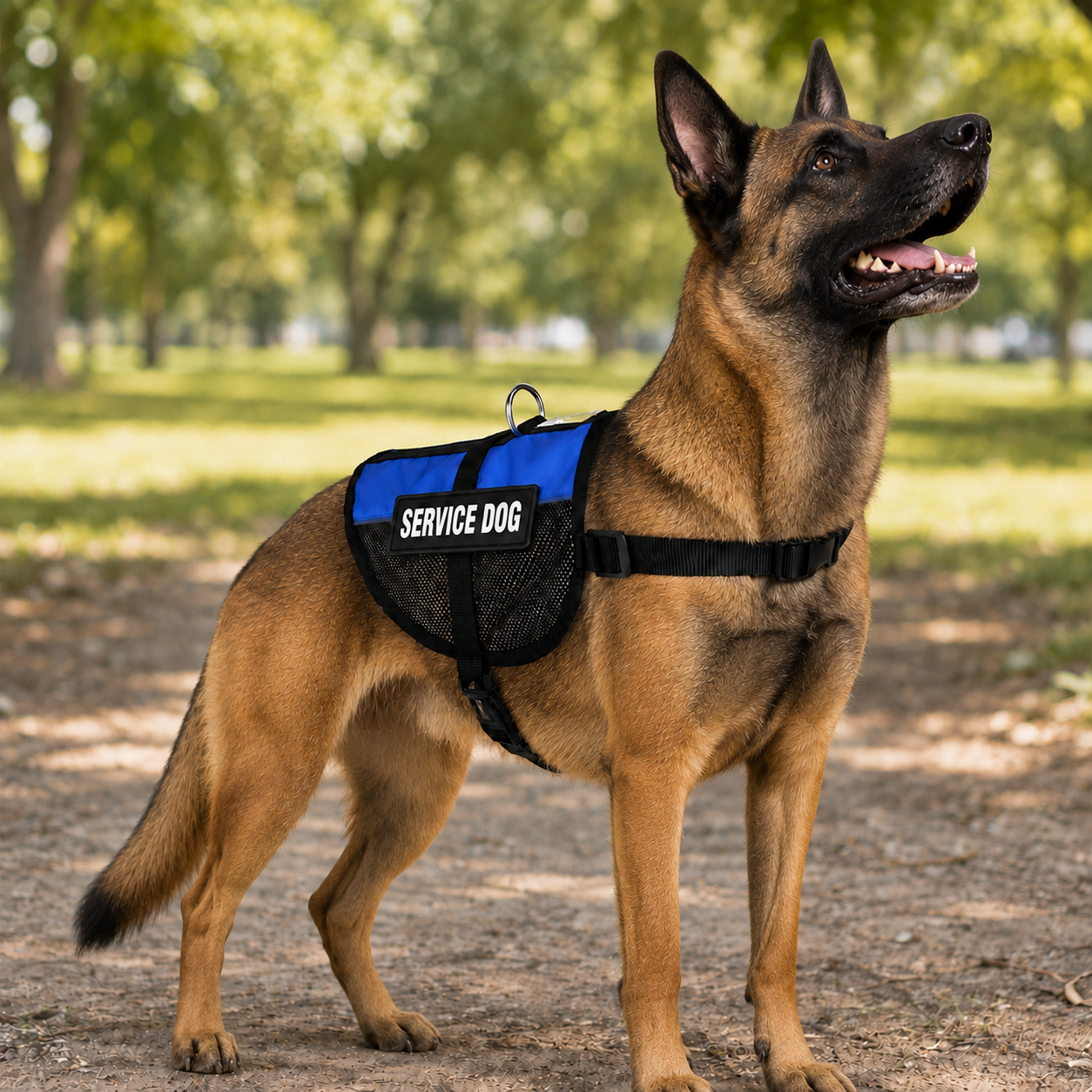 Service dog vest for Belgian Malinois - blue