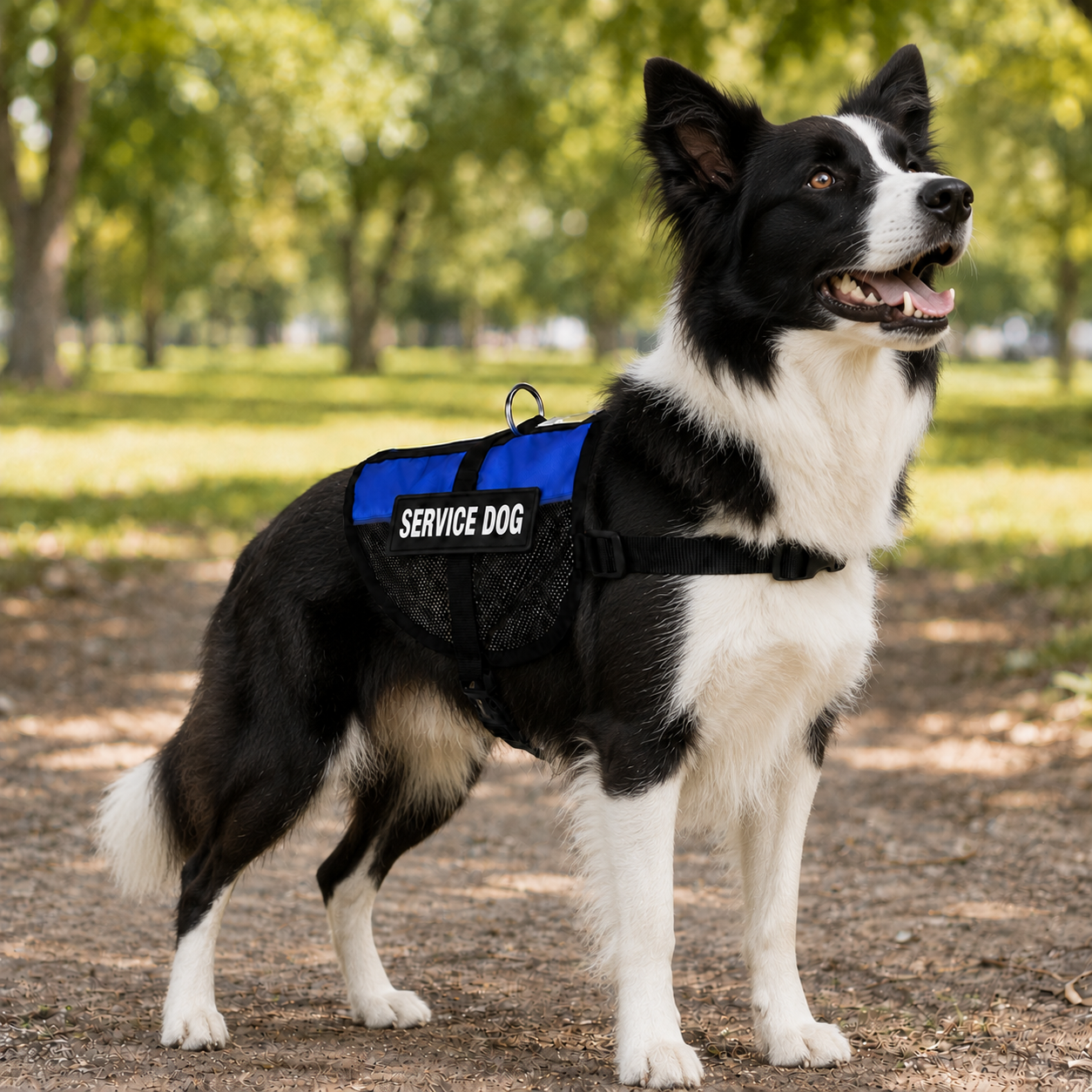 Service dog vest for Border Collies - blue