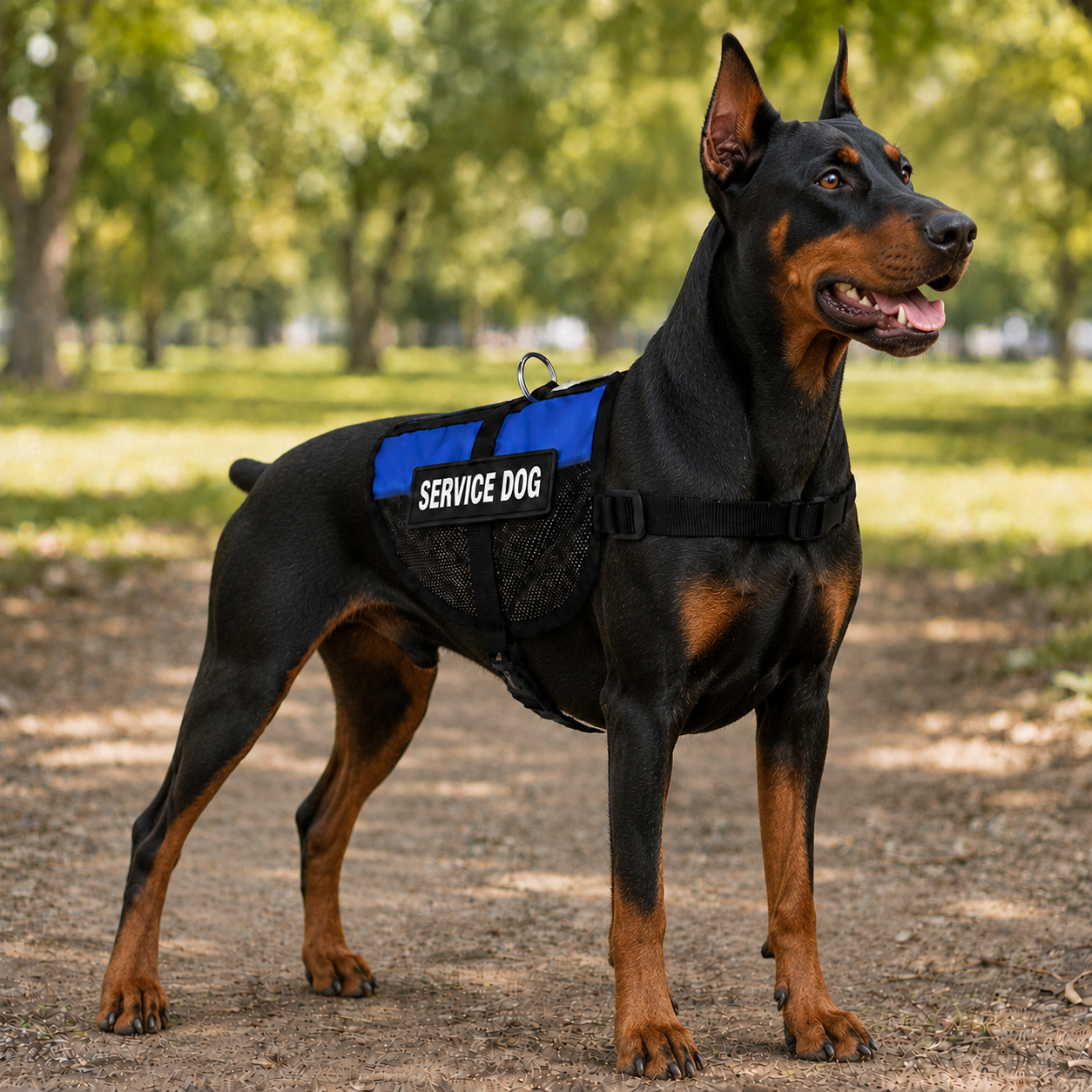 Service dog vest for Dobermans - blue