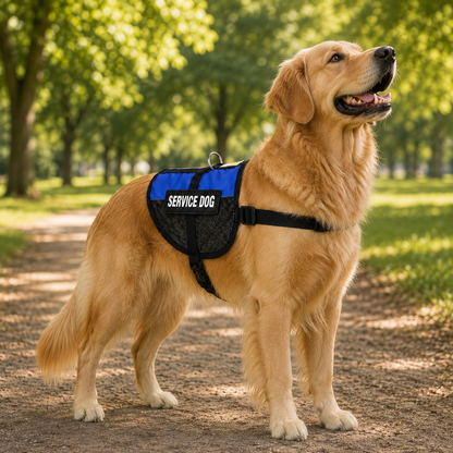 Service dog vest for Golden Retrievers - blue