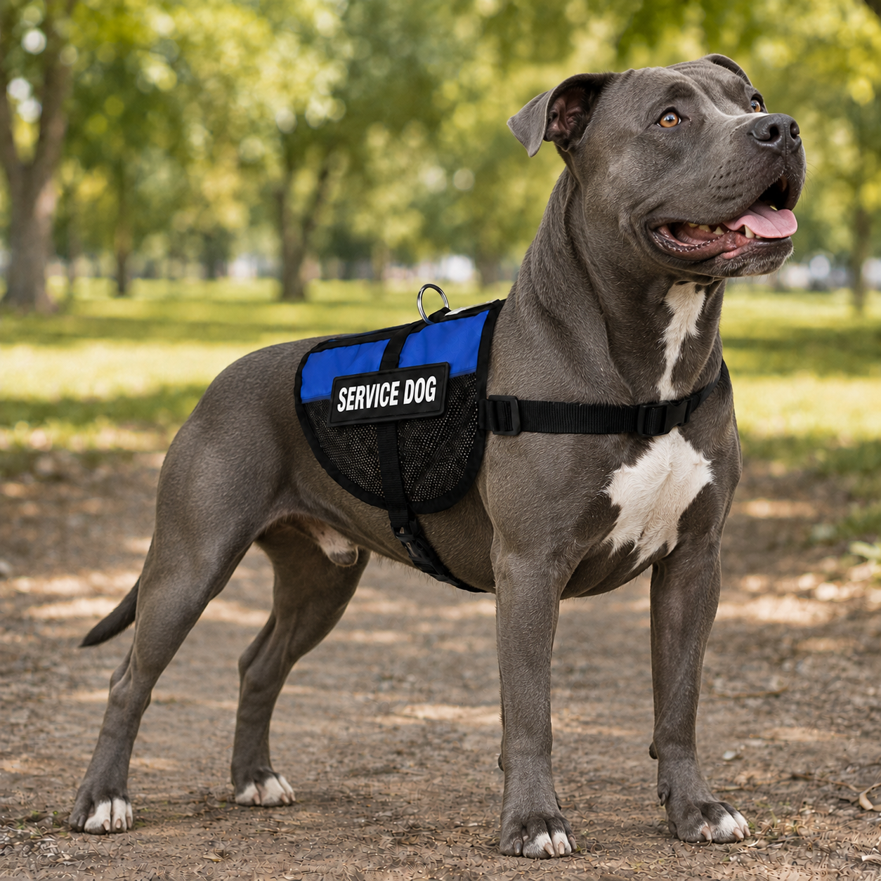 Service dog vest for Pitbulls - blue