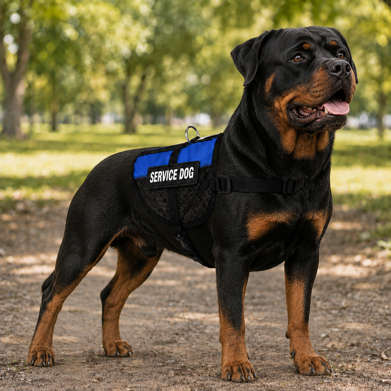 Service dog vest for Rottweilers - blue