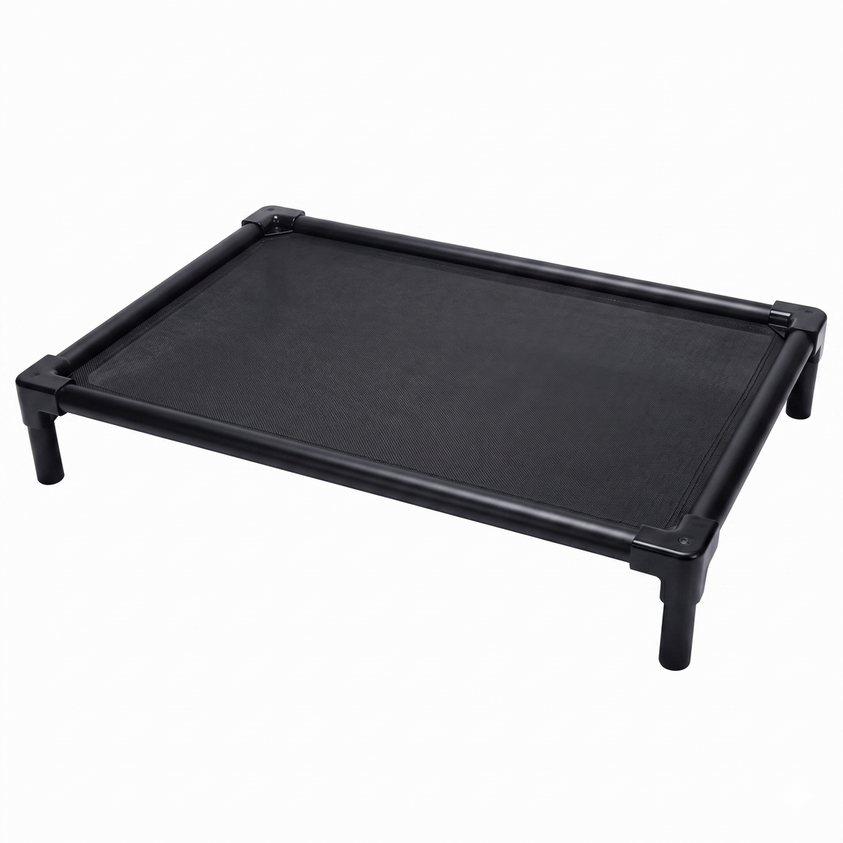Black aluminum elevated dog bed 35 x 22 in - heavy-duty raised cot for medium dogs