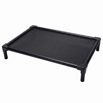 Black aluminum elevated dog bed 35 x 22 in - heavy-duty raised cot for medium dogs